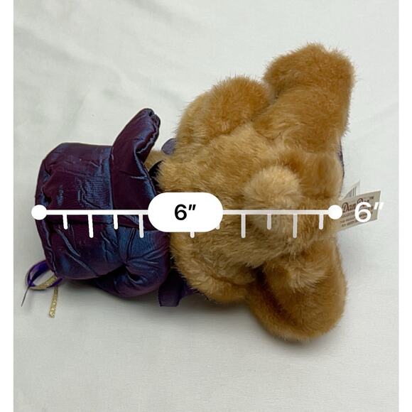 Dan Dee Brown Sitting Teddy Bear Plush Purple Hat Holding Heart Shaped Gift Box - Picture 12 of 13